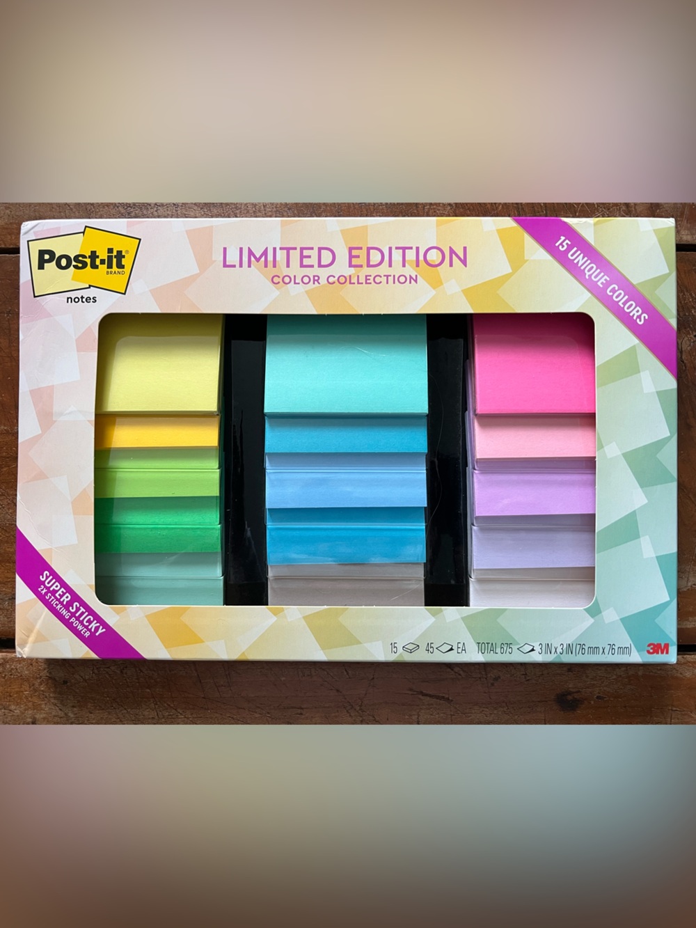Post-it Super Sticky Notes Limited Edition Color Collection~15 unique colors 3X3